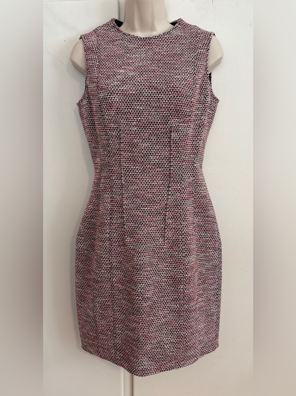 Theory Hourglass Twill Dress Mini Geometric Pink & Black Size 8